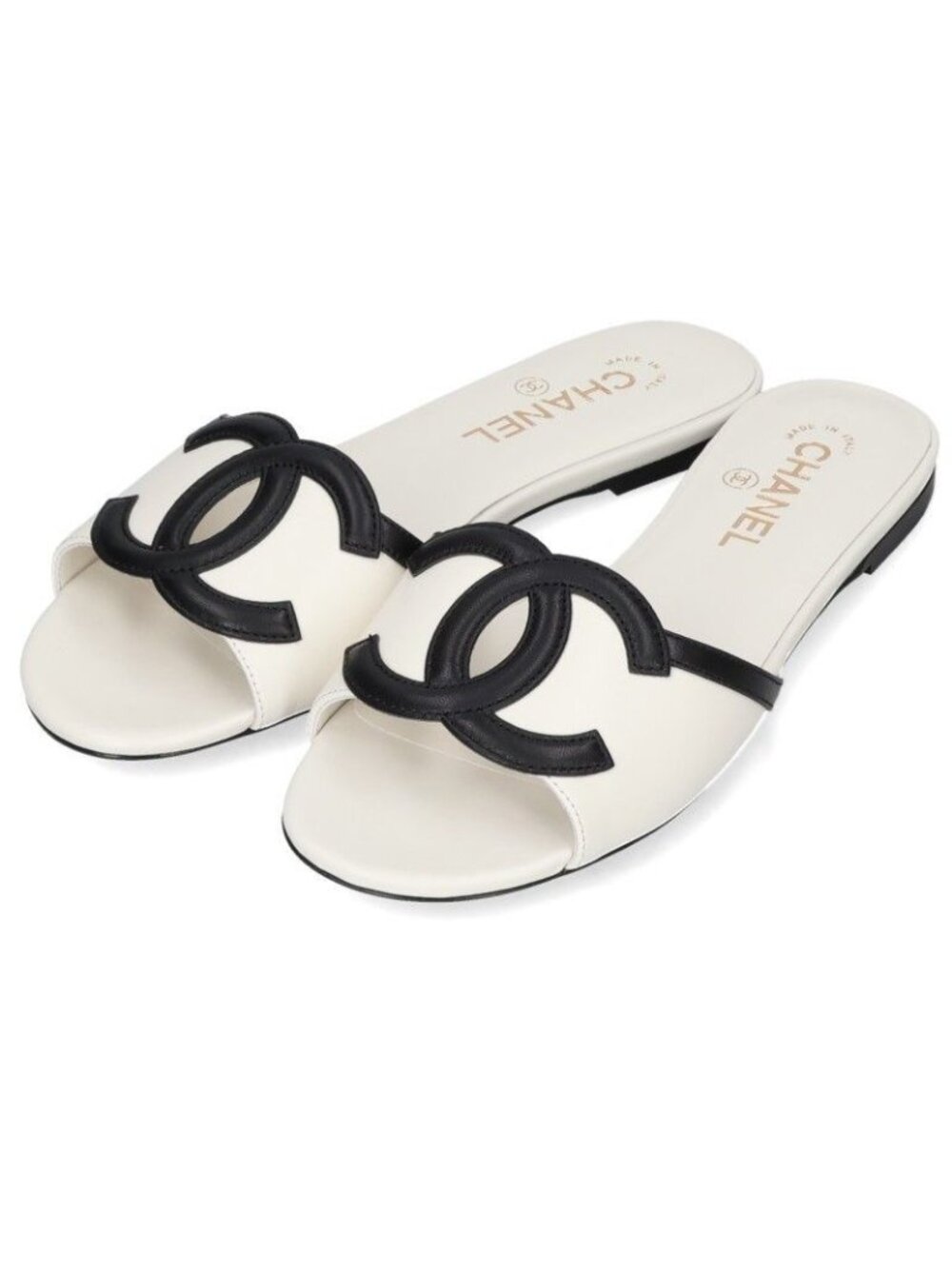 Chanel CC Logo Leather Sandals